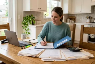 Homebuyer preparing mortgage application documents