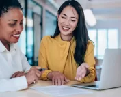Homebuyers reviewing mortgage loan term options