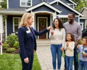 Homebuyers closing on a mortgage for their new home