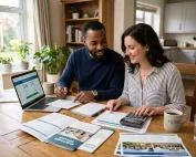 Homebuyers comparing FHA loan options, down payment, and mortgage rates