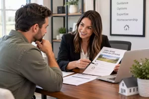 Experienced lender reviewing USDA loan eligibility with a homebuyer